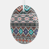 Retro Tribal Navajo: Geometrisch Naadloos. Glas Ornament (Voorkant links)