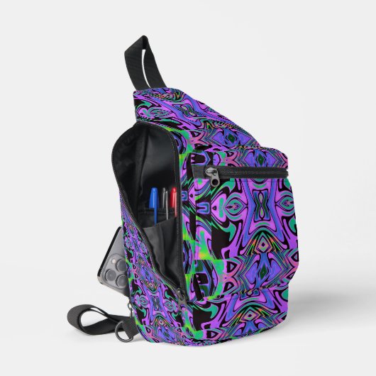 Retro Tribe Geo Paarse Maze Sling Bag (Open)