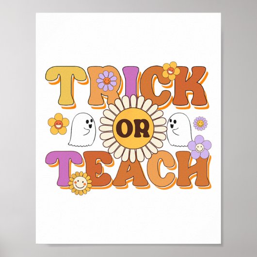 Retro Trick of Teach Ghost Teacher Halloween Costu Poster (Voorkant)