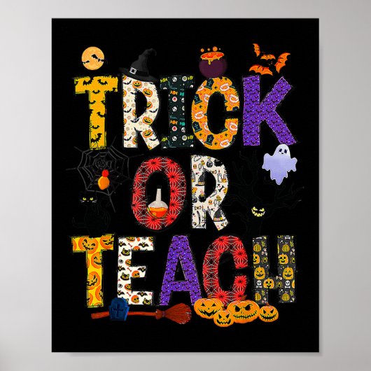 Retro Trick of Teach leraar Halloween Costume Mann Poster (Voorkant)