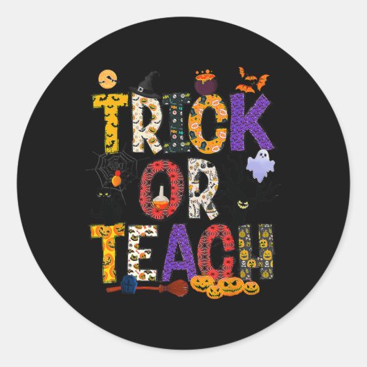 Retro Trick of Teach leraar Halloween Costume Mann Ronde Sticker (Voorkant)