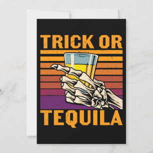 Retro Trick of Tequila Lover Volwassenen Halloween Kaart