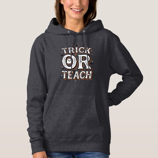 Retro Trick Or Teach Halloween Leraar Shirt Ontwer (Voorkant)