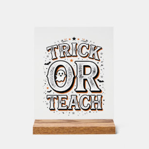 Retro Trick Or Teach Halloween Leraar Shirt Ontwer Acryl Bord