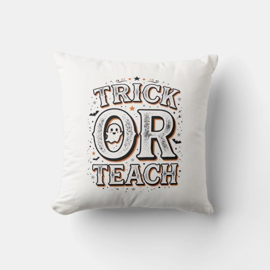 Retro Trick Or Teach Halloween Leraar Shirt Ontwer Kussen (Voorkant)