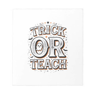Retro Trick Or Teach Halloween Leraar Shirt Ontwer Notitieblok