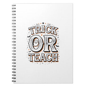 Retro Trick Or Teach Halloween Leraar Shirt Ontwer Notitieboek