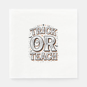 Retro Trick Or Teach Halloween Leraar Shirt Ontwer Servet