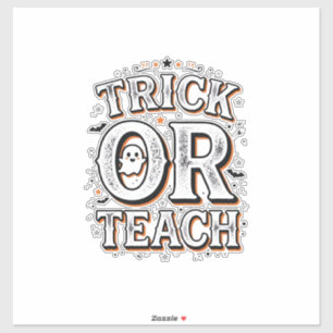 Retro Trick Or Teach Halloween Leraar Shirt Ontwer Sticker
