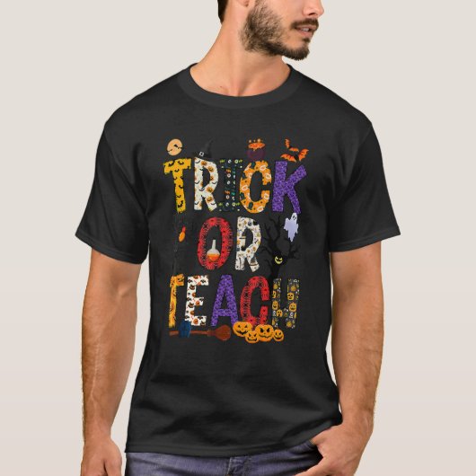 Retro Trick Or Teach Teacher Halloween Costume Men T-shirt (Voorkant)
