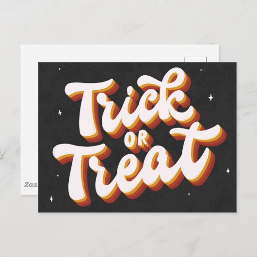 Retro-Trick or treat Briefkaart (Voorkant / Achterkant)