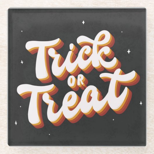Retro-Trick or treat Glazen Onderzetter (Voorkant)