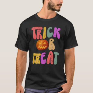 Retro Trick or treat Halloween Pompoen T-shirt