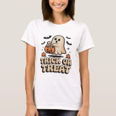 Retro Trick or treat Halloween Schattigee geest T-shirt (Voorkant)