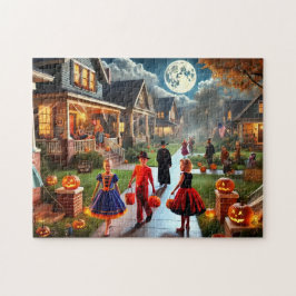 Retro Trick or treat jaren 50 Halloween Night Legpuzzel
