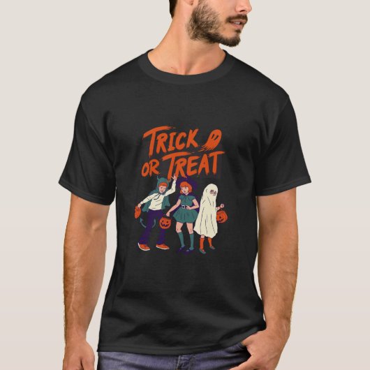 Retro Trick or treat Kinder Halloween Shirt (Voorkant)