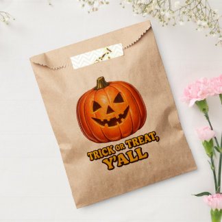 Retro Trick or Treat Y'all Zuidelijke Pompoen Bedankzakje
