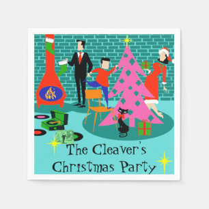 Retro Trimmen van de kerstboom Papier servetten