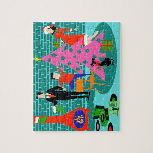 Retro Trimming kerstboom Puzzle Legpuzzel (Verticaal)