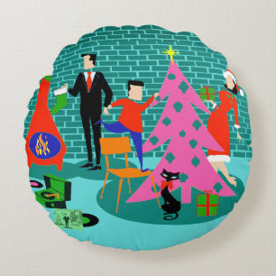 Retro Trimming kerstboomronde Pillow Rond Kussen