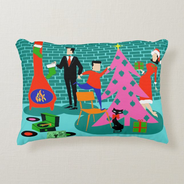 Retro Trimming van de Kerstboom de Kast van de Eer Accent Kussen (Voorkant)