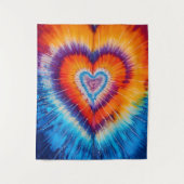 Retro Trippy Hippie - Tie Dye - Vrede en Liefde Wandkleed (Voorkant)