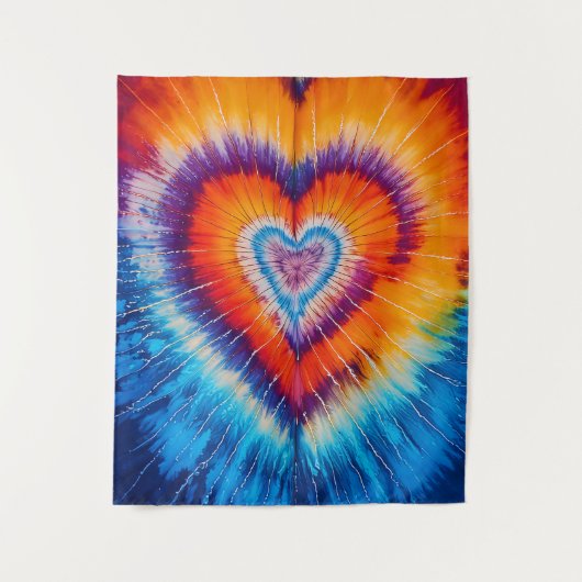 Retro Trippy Hippie - Tie Dye - Vrede en Liefde Wandkleed (Voorkant)