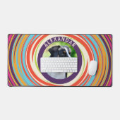 Retro Trippy Kleurrijke Hond Foto Uniek Bureaumat (Keyboard & Muis)