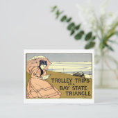 Retro Trolleyritten over Bay State Driehoek Briefkaart (Staand voorkant)
