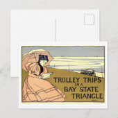 Retro Trolleyritten over Bay State Driehoek Briefkaart (Voorkant / Achterkant)