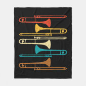 Retro Trombone - Jazz Fleece Deken (Voorkant)