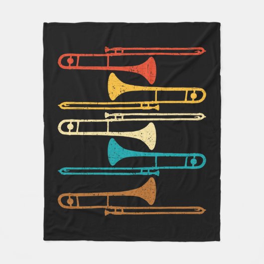 Retro Trombone - Jazz Fleece Deken (Voorkant)