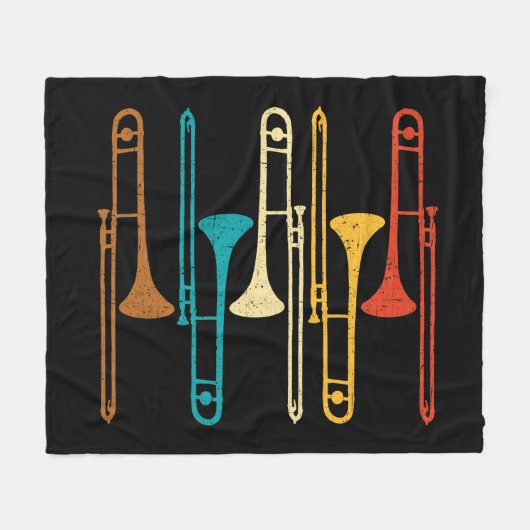 Retro Trombone - Jazz Fleece Deken (Voorkant (Horizontaal))