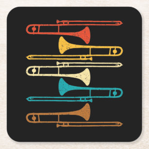 Retro Trombone - Jazz Kartonnen Onderzetters
