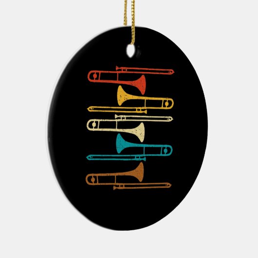 Retro Trombone - Jazz Keramisch Ornament (Rechts)