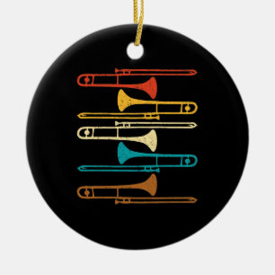 Retro Trombone - Jazz Keramisch Ornament