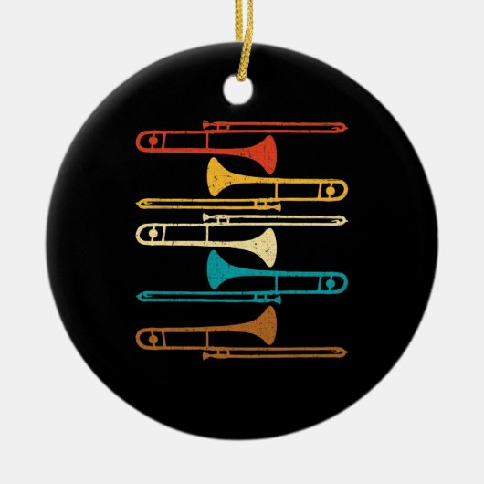 Retro Trombone - Jazz Keramisch Ornament (Voorkant)
