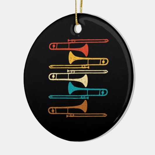 Retro Trombone - Jazz Keramisch Ornament (Links)