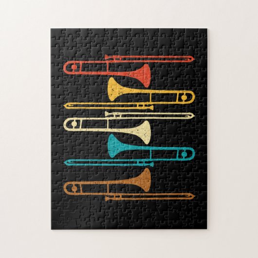 Retro Trombone - Jazz Legpuzzel (Verticaal)