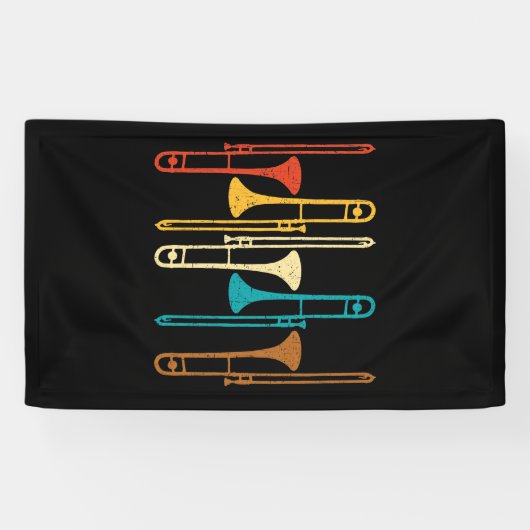 Retro Trombone - Jazz Spandoek (Horizontaal)