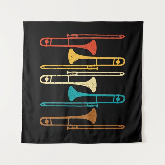Retro Trombone - Jazz Wandkleed (Voorkant)