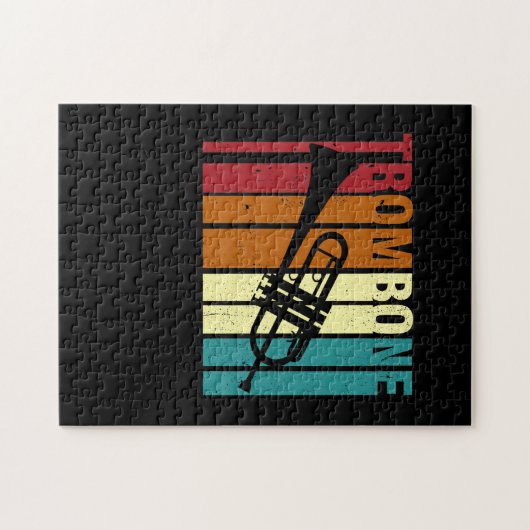 Retro  trombone Marching Band Trombone Legpuzzel (Horizontaal)