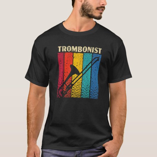 Retro Trombonist Musical Instrument Musician Tromb T-shirt (Voorkant)