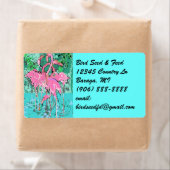 Retro Tropical Abst Pink Flamingos Flamingo Labels (Insitu)