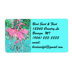 Retro Tropical Abst Pink Flamingos Flamingo Labels