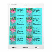 Retro Tropical Abst Pink Flamingos Flamingo Labels (Full Sheet)