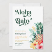 Retro Tropical Aloha Ananas Summer Baby shower Kaart (Voorkant)