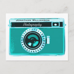 Retro Tropical Aqua Camera Photography Business Briefkaart