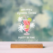 Retro Tropical Bachelorette Signature Roze Drink Acryl Bord (Neutraal)