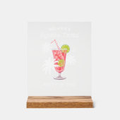 Retro Tropical Bachelorette Signature Roze Drink Acryl Bord (Voorkant)